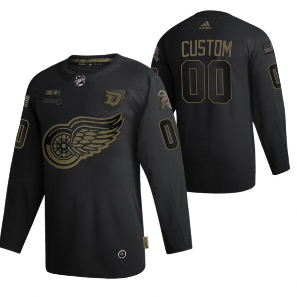 Detroit Red Wings Trikot Benutzerdefinierte Schwarz 2020 Salute To Service Authentic